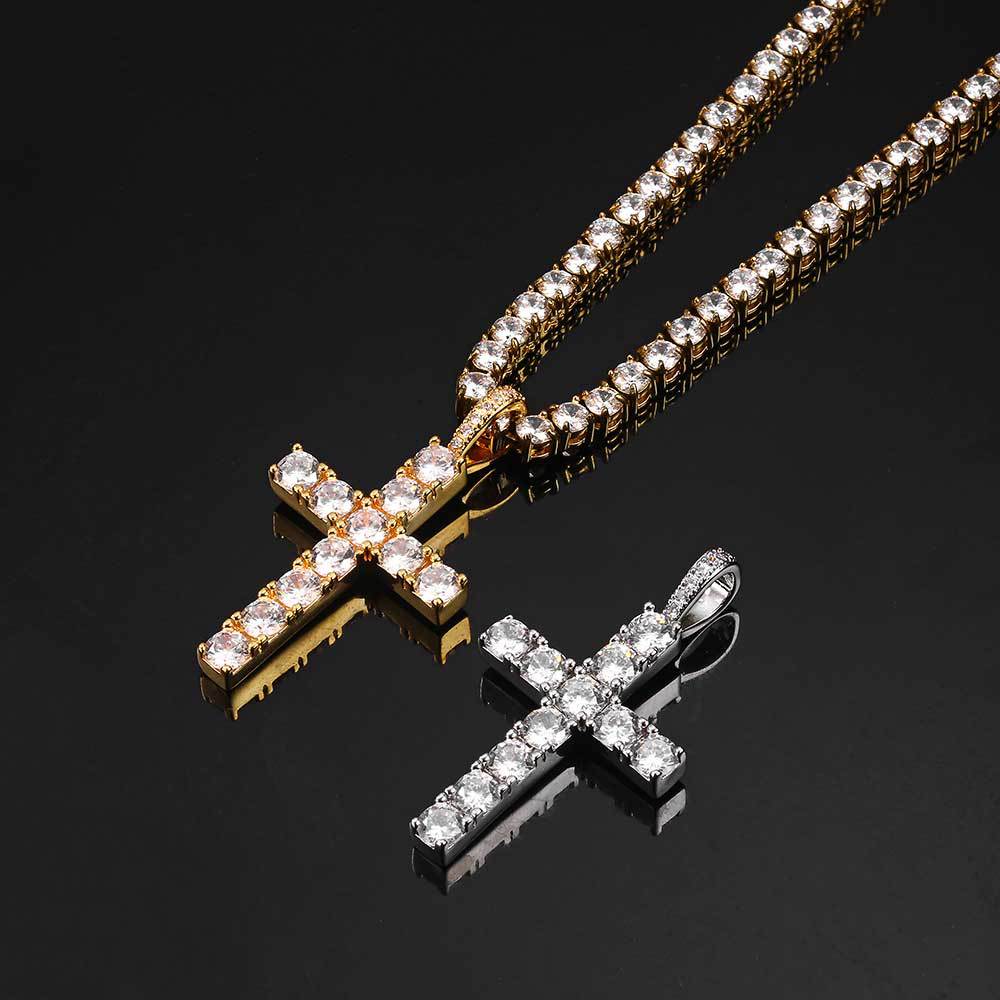 Moissanit Kreuz Halskette | Gold