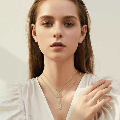 Pave Buchstaben Anfangsanhänger Set | Gold