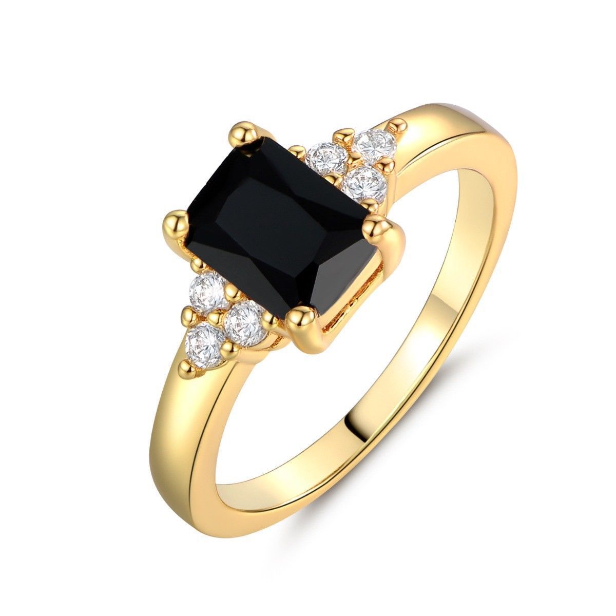 Schwarzer Spinell Baguette Ring | Gold