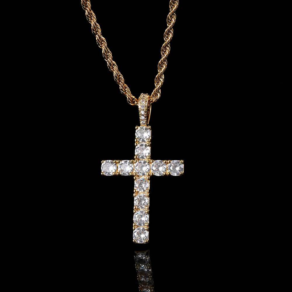 Moissanit Kreuz Halskette | Gold