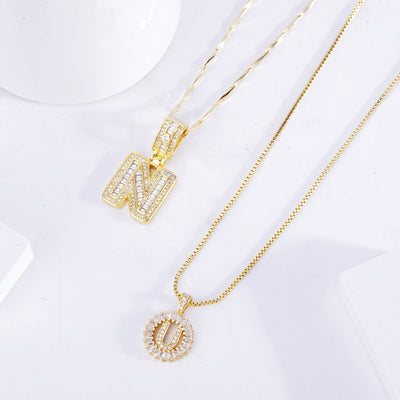 Pave Buchstaben Anfangsanhänger Set | Gold
