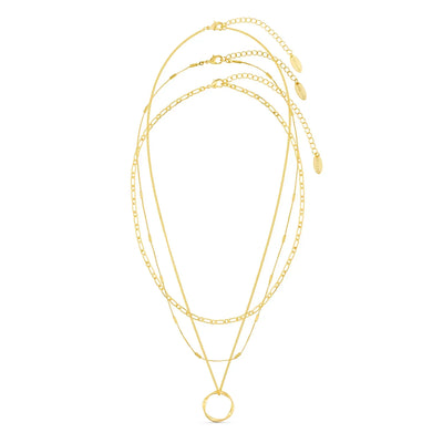 Offene Kreis Drei-Reihen-Halskette | Gold