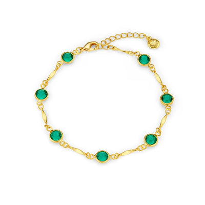 Smaragd-Link-Kettenarmband | Gold