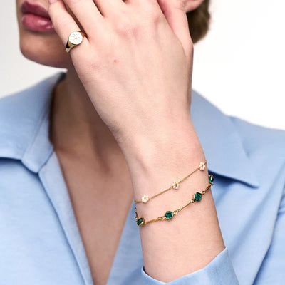 Smaragd-Link-Kettenarmband | Gold