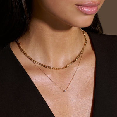 Flache Link-Ankerkette Halskette | Gold