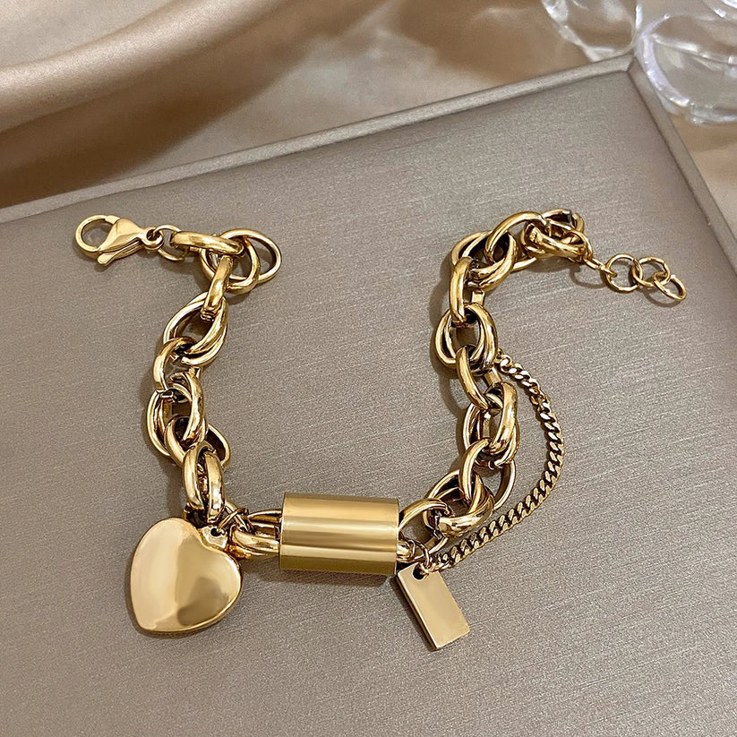 Herzlicher Chunky-Armband | Gold