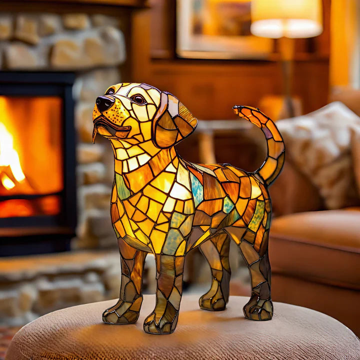 Buntglas-Beaglewelpen-Lampe