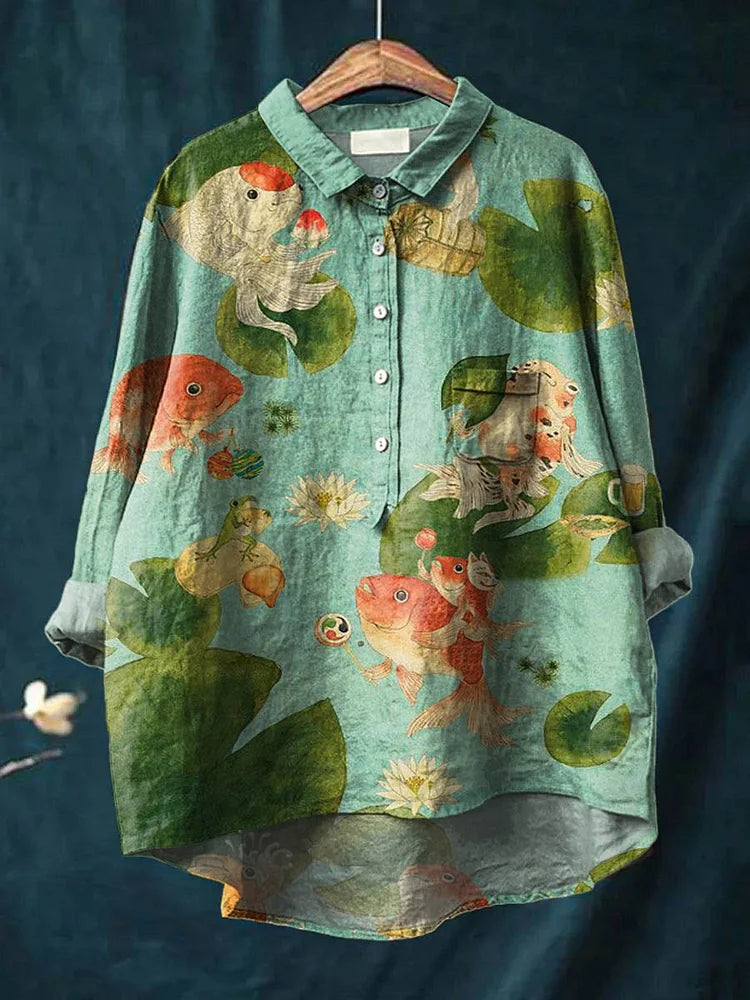 Hazel - Vom Ozean inspiriertes künstlerisches Fisch-Shirt
