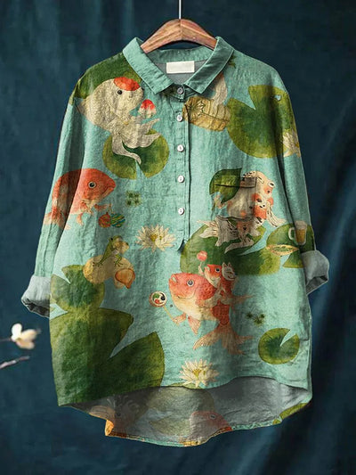 Hazel - Vom Ozean inspiriertes künstlerisches Fisch-Shirt