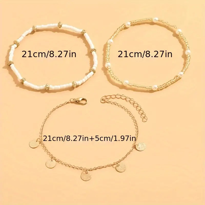 Küstenzauber 3-teiliges Schicht-Armreif-Set | Gold