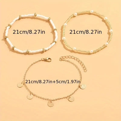 Küstenzauber 3-teiliges Schicht-Armreif-Set | Gold