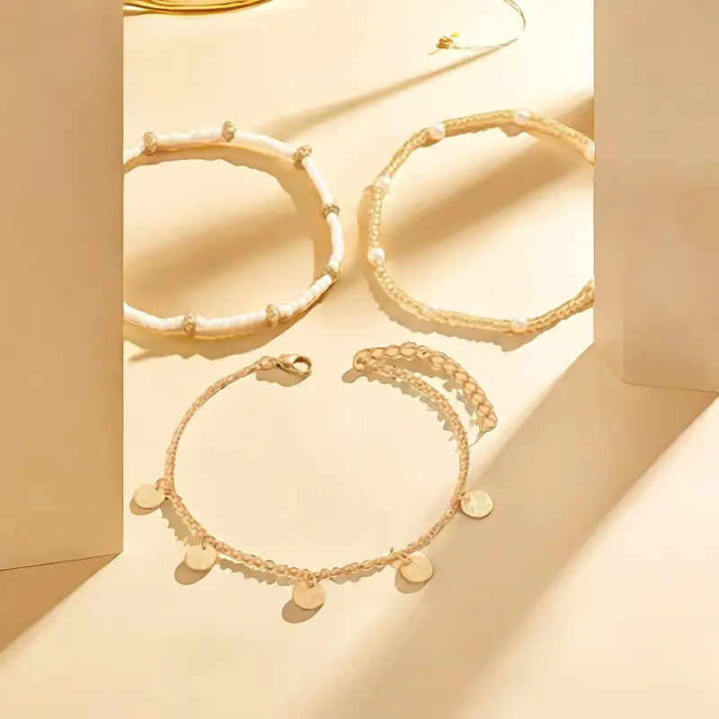 Küstenzauber 3-teiliges Schicht-Armreif-Set | Gold