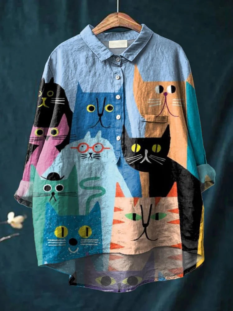 Willow - Buntes Katzen-Grafik-Shirt