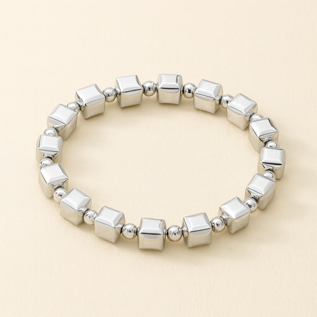 Vintage Silber Würfelperlen Armband