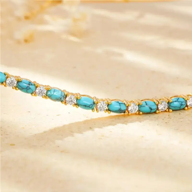 Natürliche Türkissteinarmband | Gold
