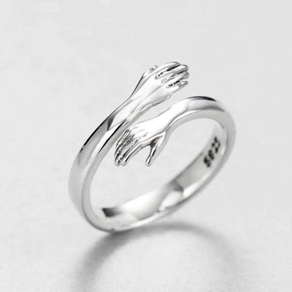 Silberner verstellbarer Hug-Ring