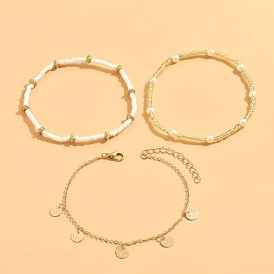 Küstenzauber 3-teiliges Schicht-Armreif-Set | Gold