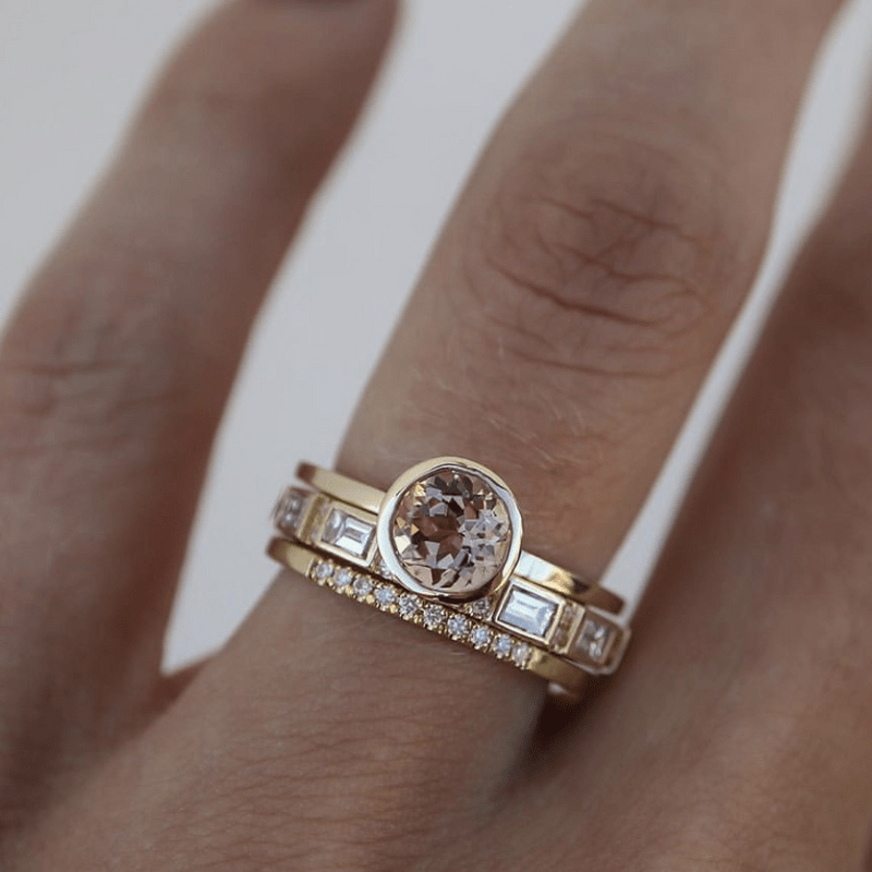 Hoffnung - Inlay Kristall Goldring Set