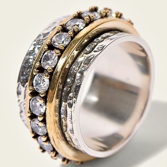 Handgefertigter Vintage Gold- & Silberring