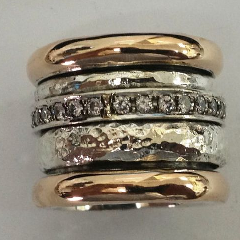 Dicker Vintage-Ring aus Gold und Silber