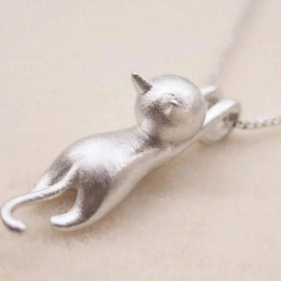 925 Sterling Silber Verspielt Katze Halskette