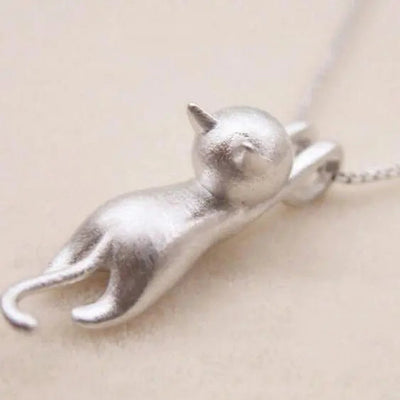 925 Sterling Silber Verspielt Katze Halskette
