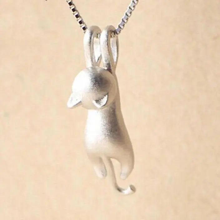 925 Sterling Silber Verspielt Katze Halskette