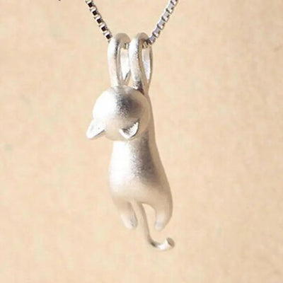 925 Sterling Silber Verspielt Katze Halskette