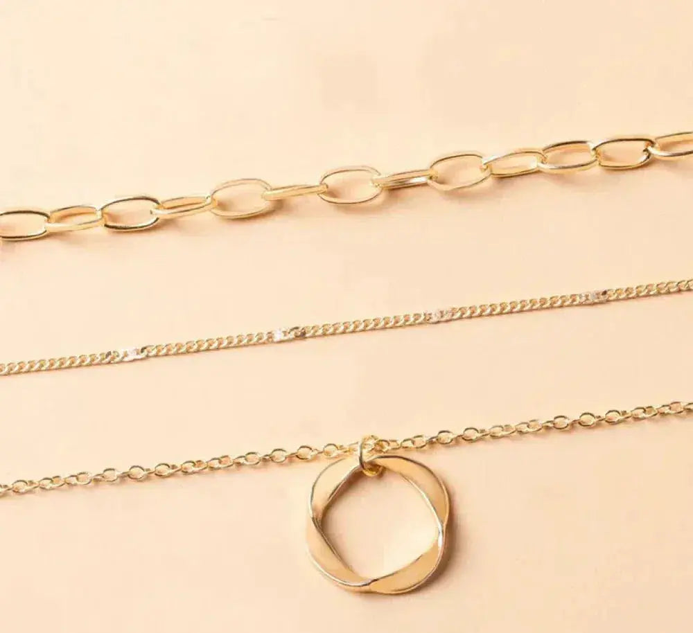 Vintage-goldene, geschichtete Ketten- und Anhängern Halskette